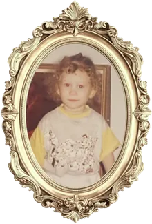 Rana as a child, in a gilded oval frame